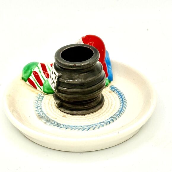 Vintage 1983 Avon Christmas Snuggly Mouse By Stove - Ceramic Candle Holder - Picture 5 of 8